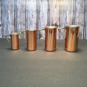 Vintage Copper Measuring Cup Set, Set Of Four, 1 Cup, 3/4 Cup, 1/2 Cup, 1/4 Cup