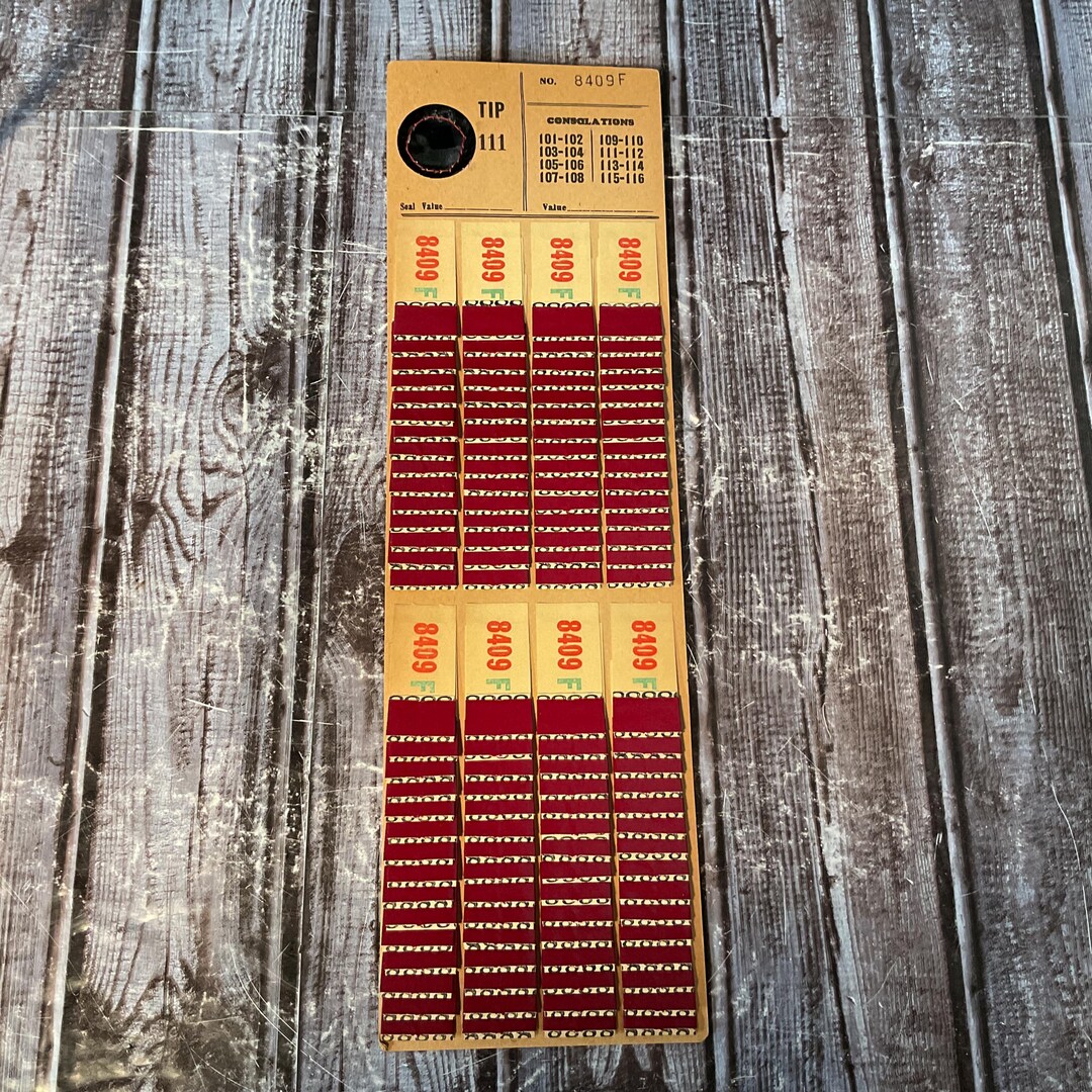 Pull Tab Raffle Vintage 1940s Instant Bingo Pull Tabs ,raffle Draw, Tip Board - Etsy