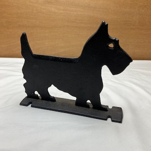 Cast Black Iron Scottie Scottish Terrier Dog Foot Boot Scraper Door Stop Paper Weight 9&quot; Long Great for the Lake or Cabin