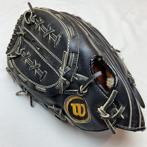 George Brett Wilson 9000 Black Leather Baseball Glove for Left Handed Player Hold Tite Strap Snap Action Pro Style