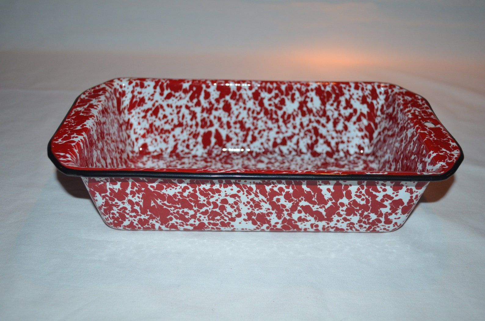 Bread Loaf Pan Red White Enamel Enamelware with Black Trim Etsy