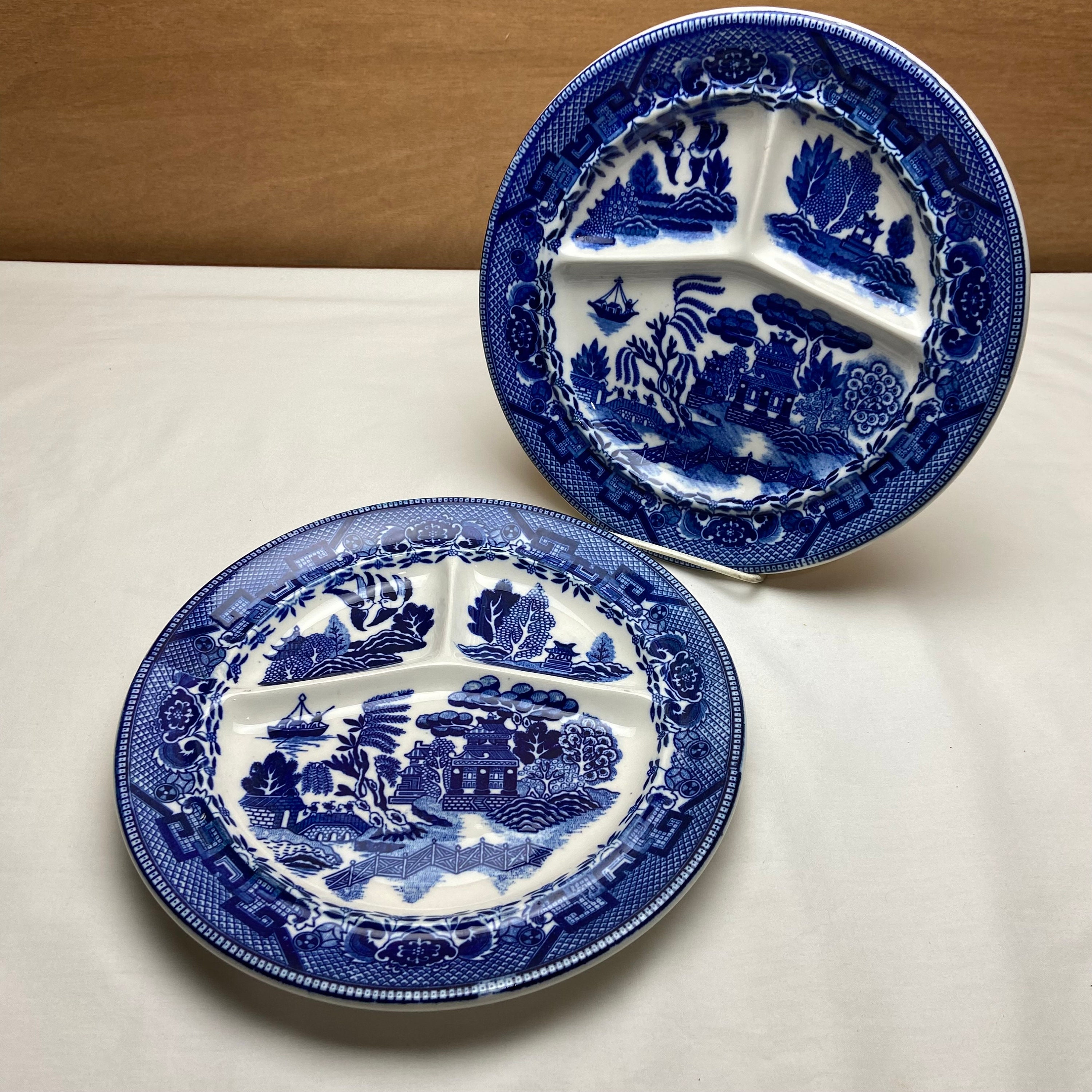 藍鍋島流水鷺図変形皿、5枚。 工芸品