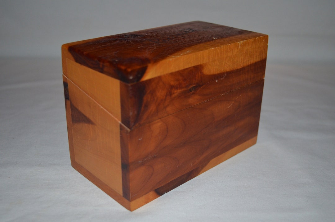Vintage Pine Wood Index Card Recipe Box GREAT Patina 3 X 5 Etsy