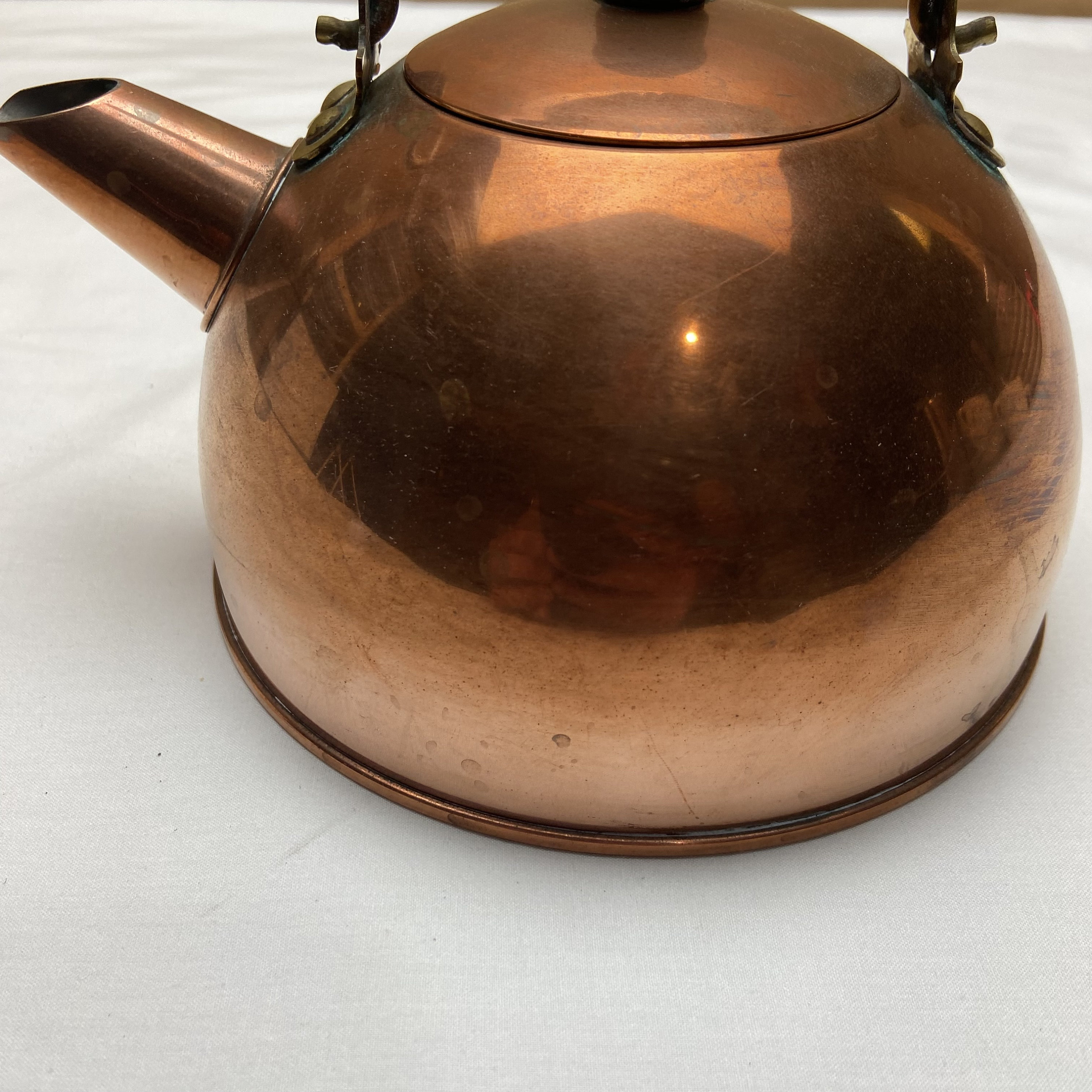 Vintage Tea Kettle Revere Ware Copper Clad Wood and Brass Handle