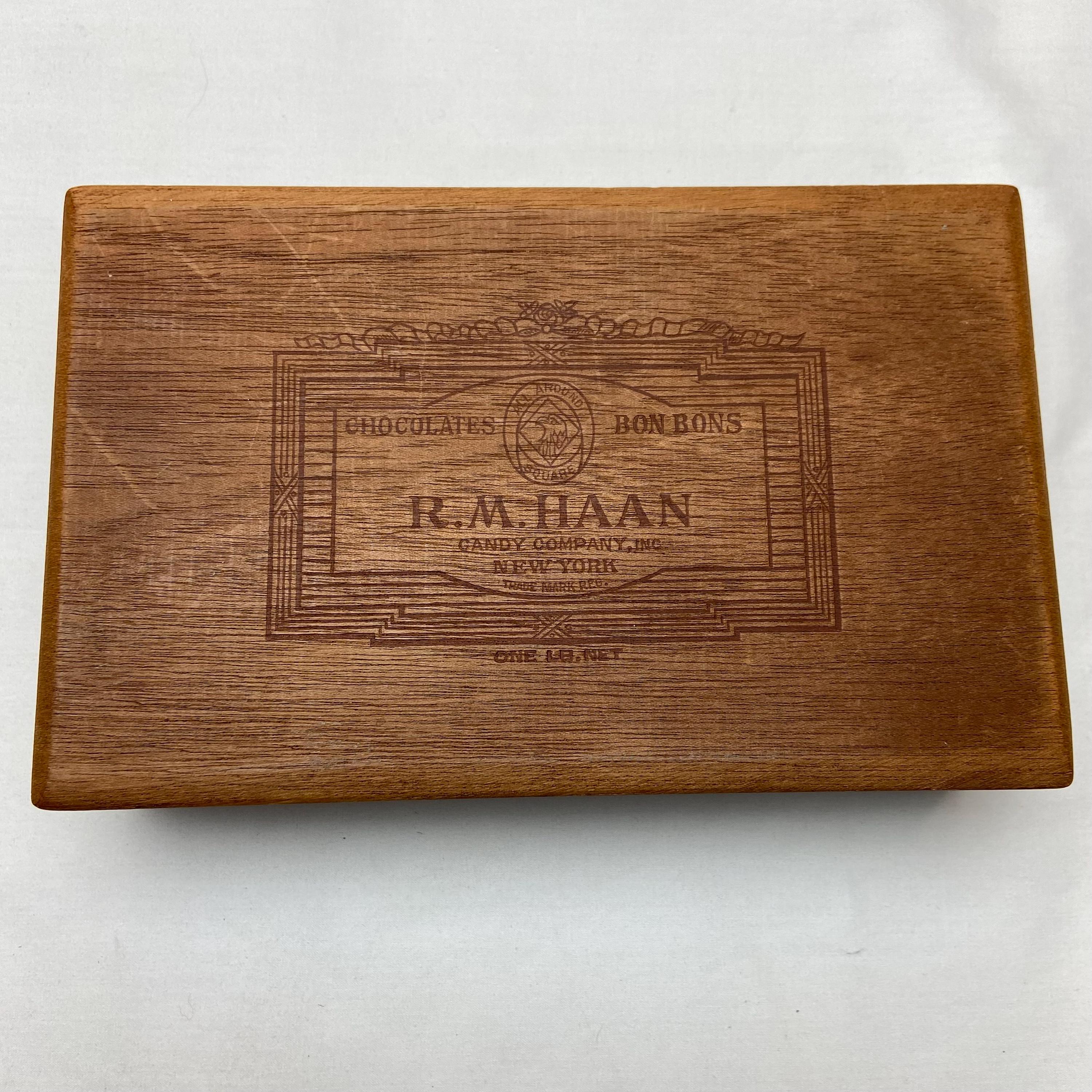 RM Haan Candy Company Chocolates Bon Bons Natural Mahogany Wood