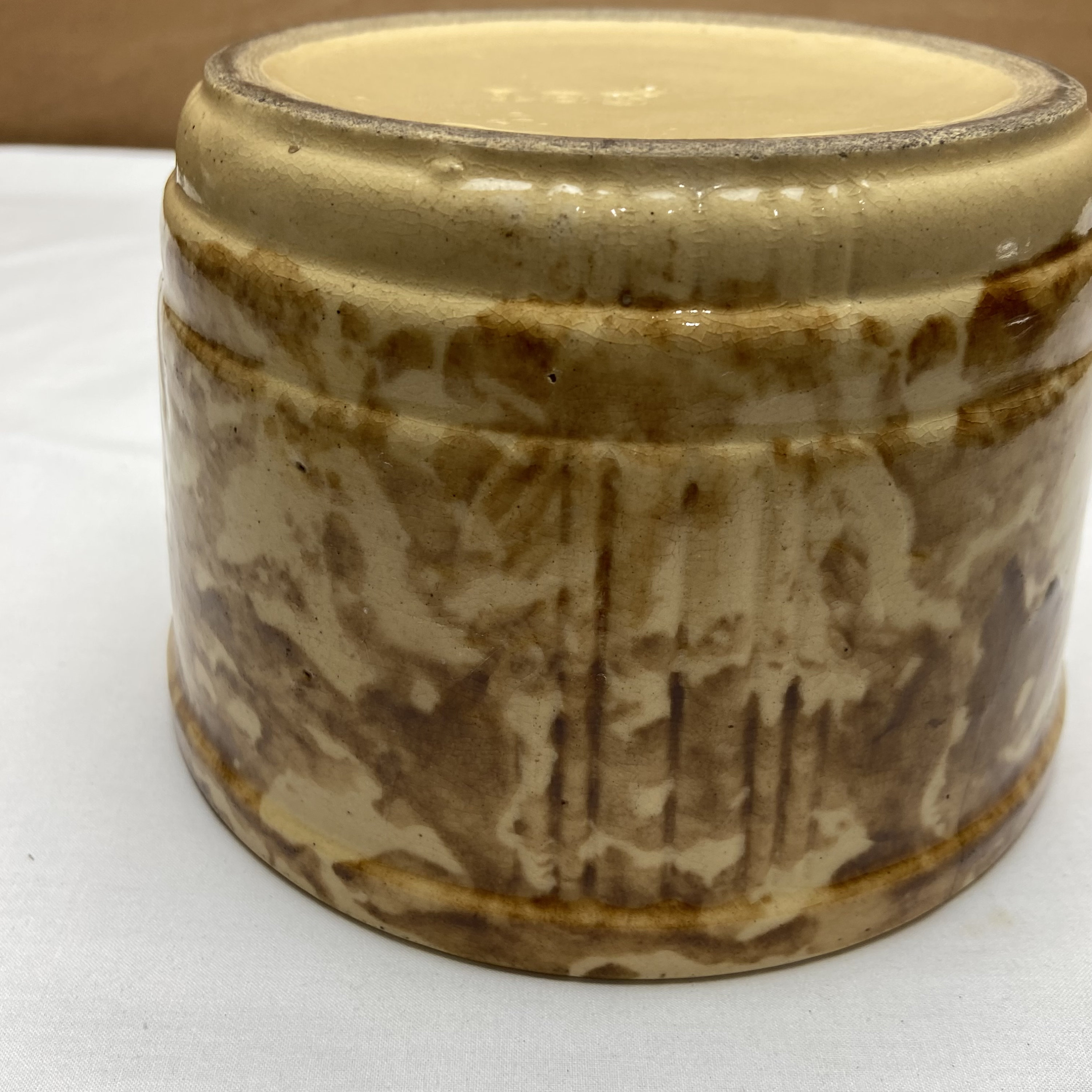 Yellow Ware Rockingham Dogs Yellow Ware Container Pot With Lid Bennington Rockingham Pottery Brown ...