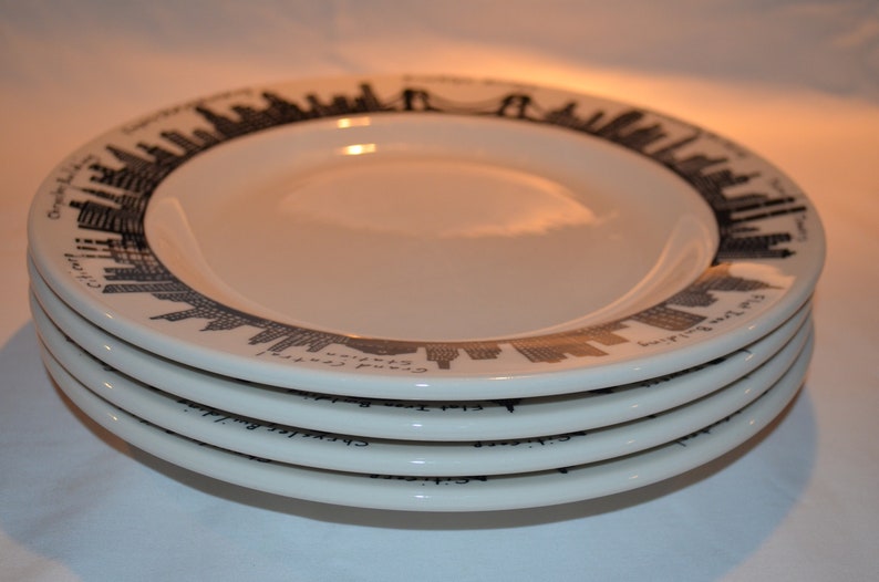 RARE Fishs Eddy NYC Skyline SET of 4 Dinner Plates 10 Etsy