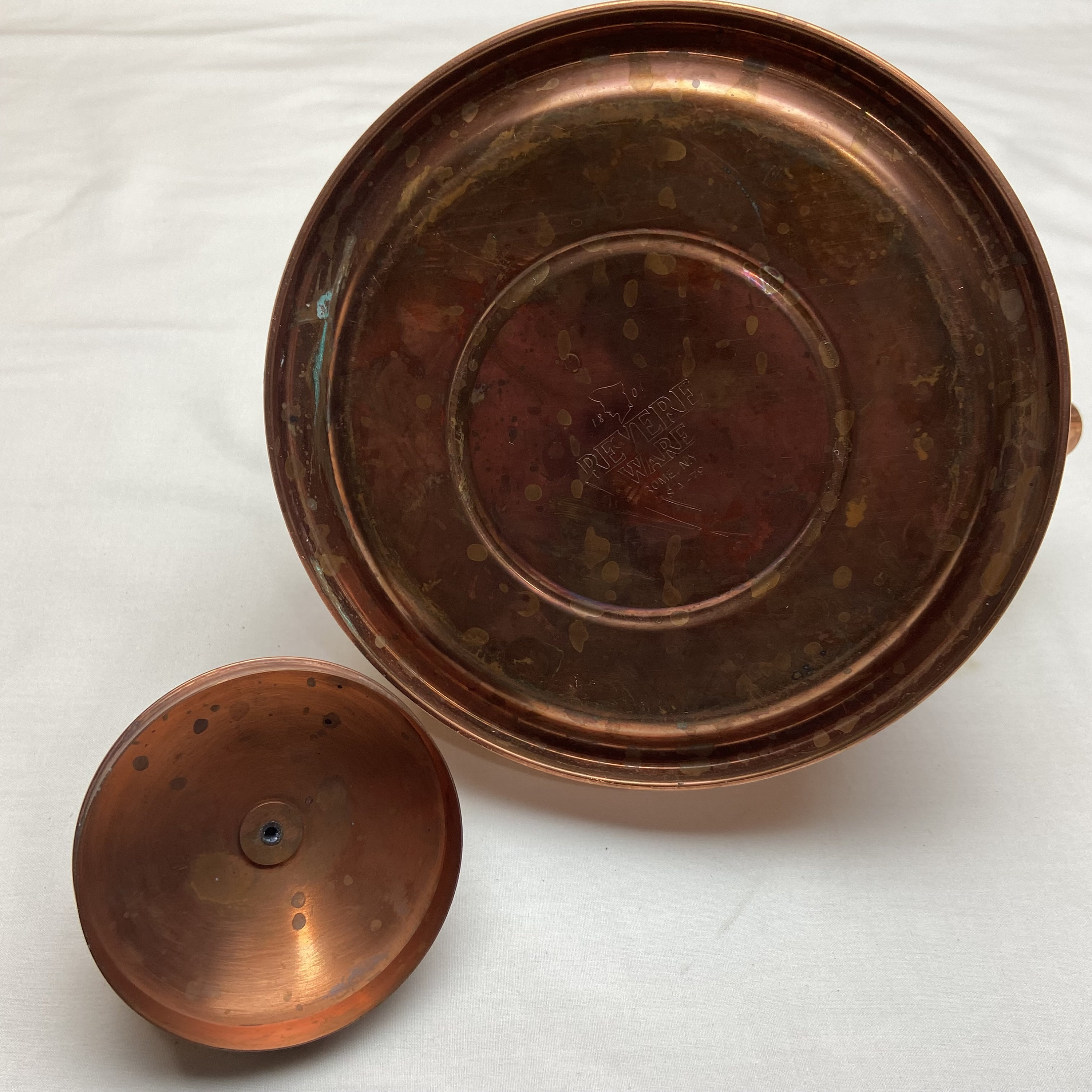 Vintage Tea Kettle Revere Ware Copper Clad Wood and Brass Handle