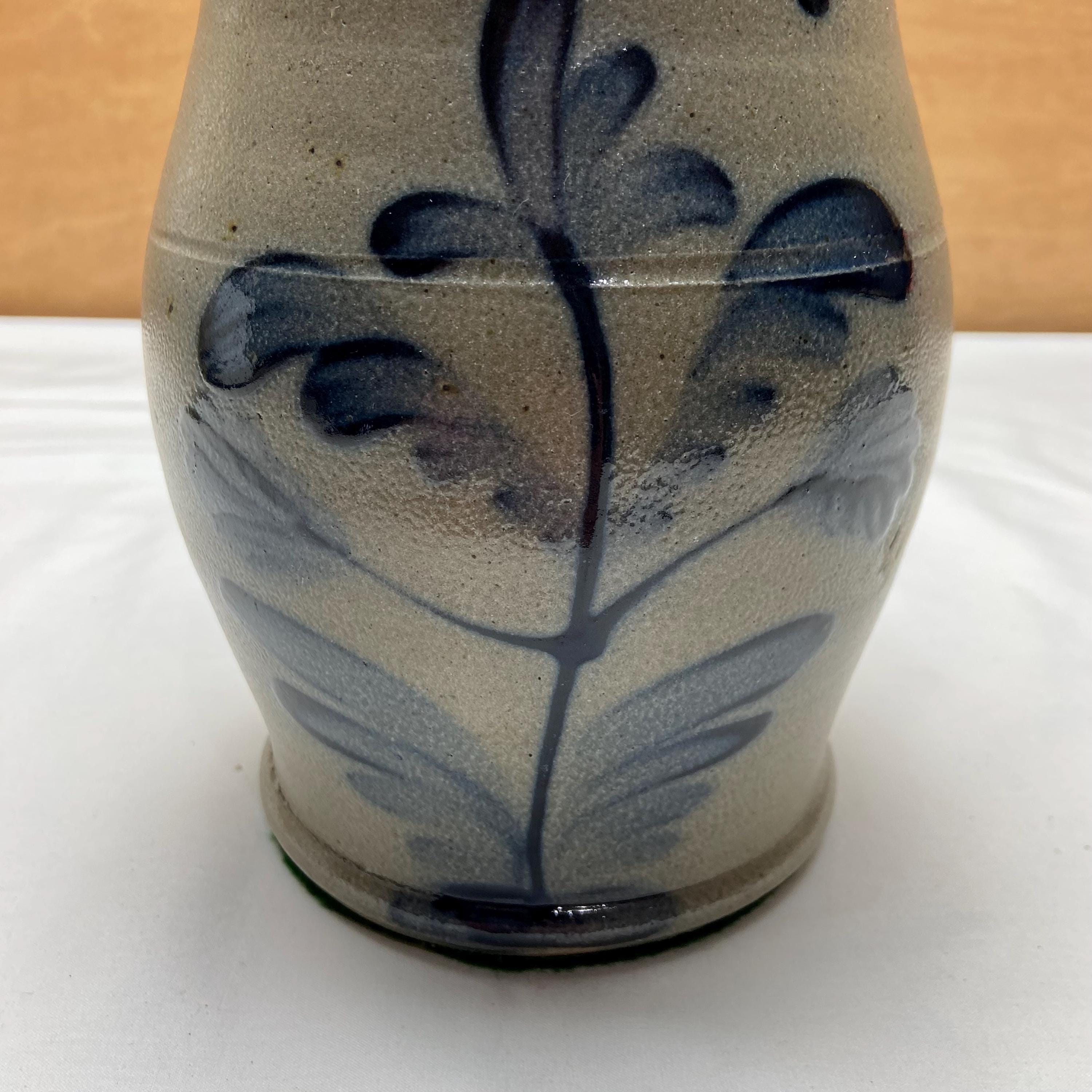 Rowe Pottery Large Pitcher With Handle Leaf Pattern UNIQUE Rooster