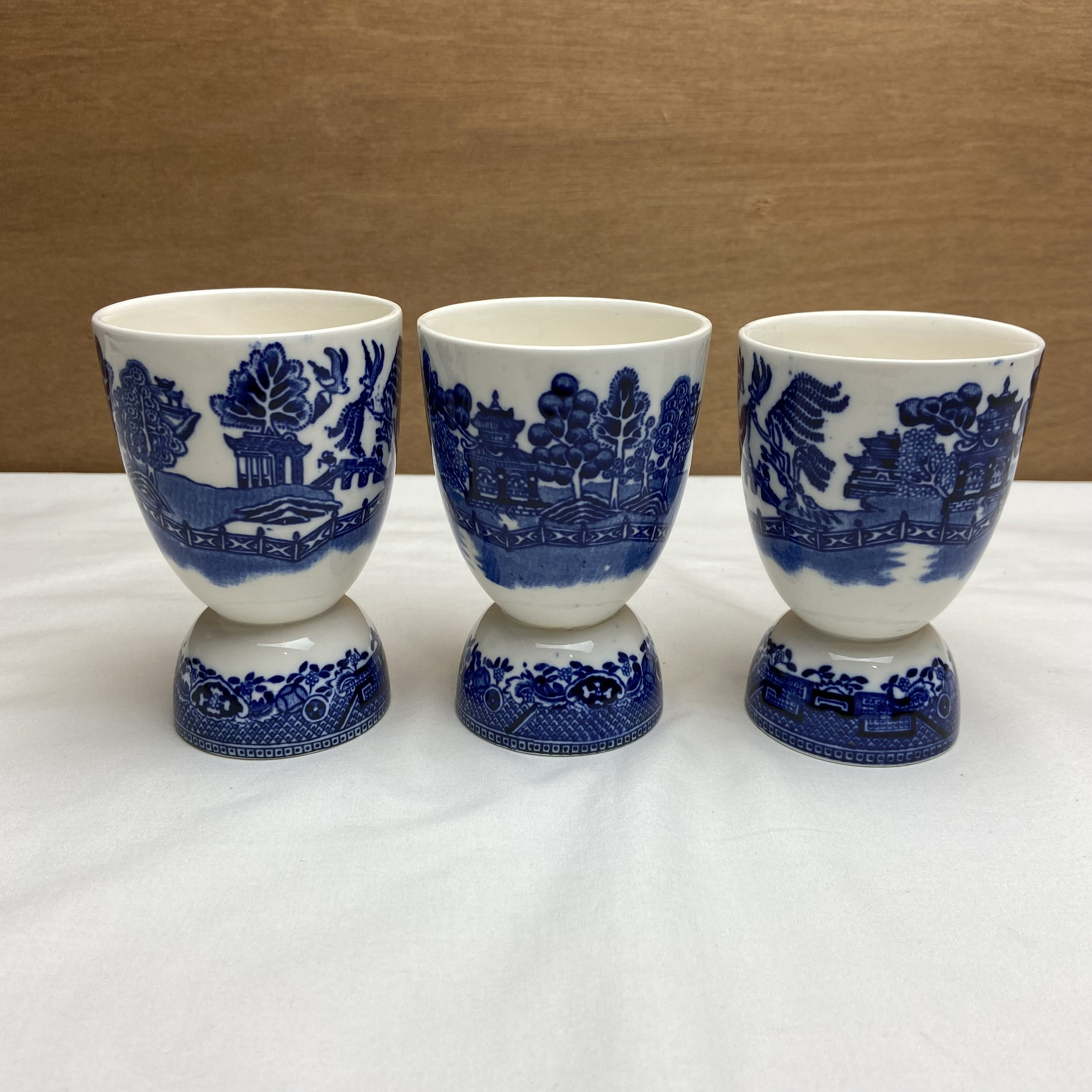 SET of Egg Cups Blue Willow Made in England Blue Willow China