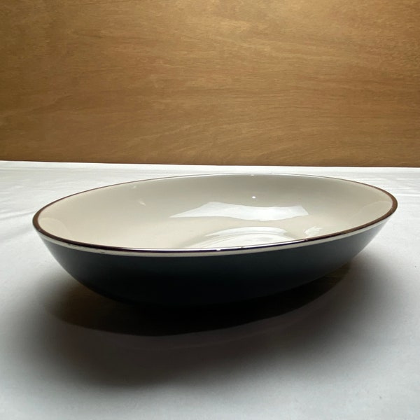 Teak by Franciscan with Platinum Trim 8" OVAL Vegetable Serving Bowl Gladding McBean Co. - Encanto Black Blue China Made in California 1950s