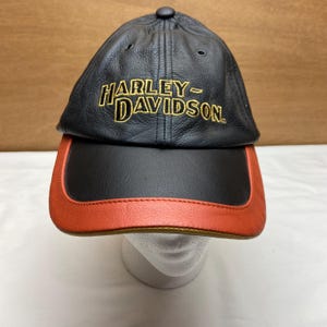 Vintage Leather Harley Davidson Cap Hat - Etsy