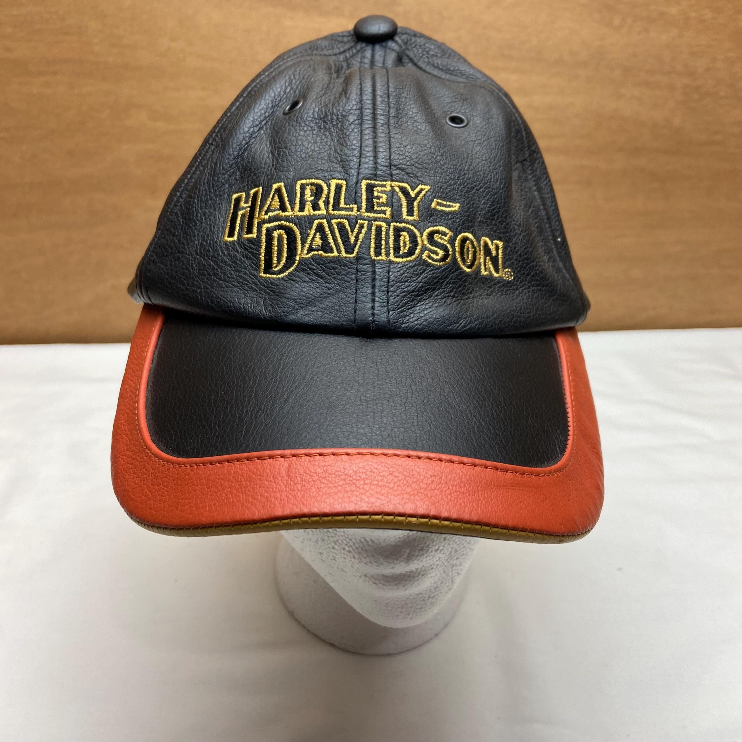 Vintage Leather Harley Davidson Cap Hat - Etsy