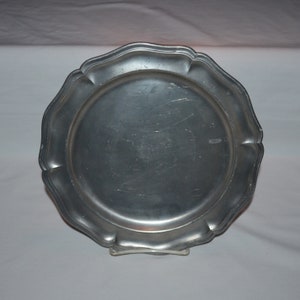 Dinner Plate - 9.75&quot; Diameter - Heavy Metal Appears to be Pewter - 95% Stamp on Bottom - Queen Anne 18th Century - Colonial Early American