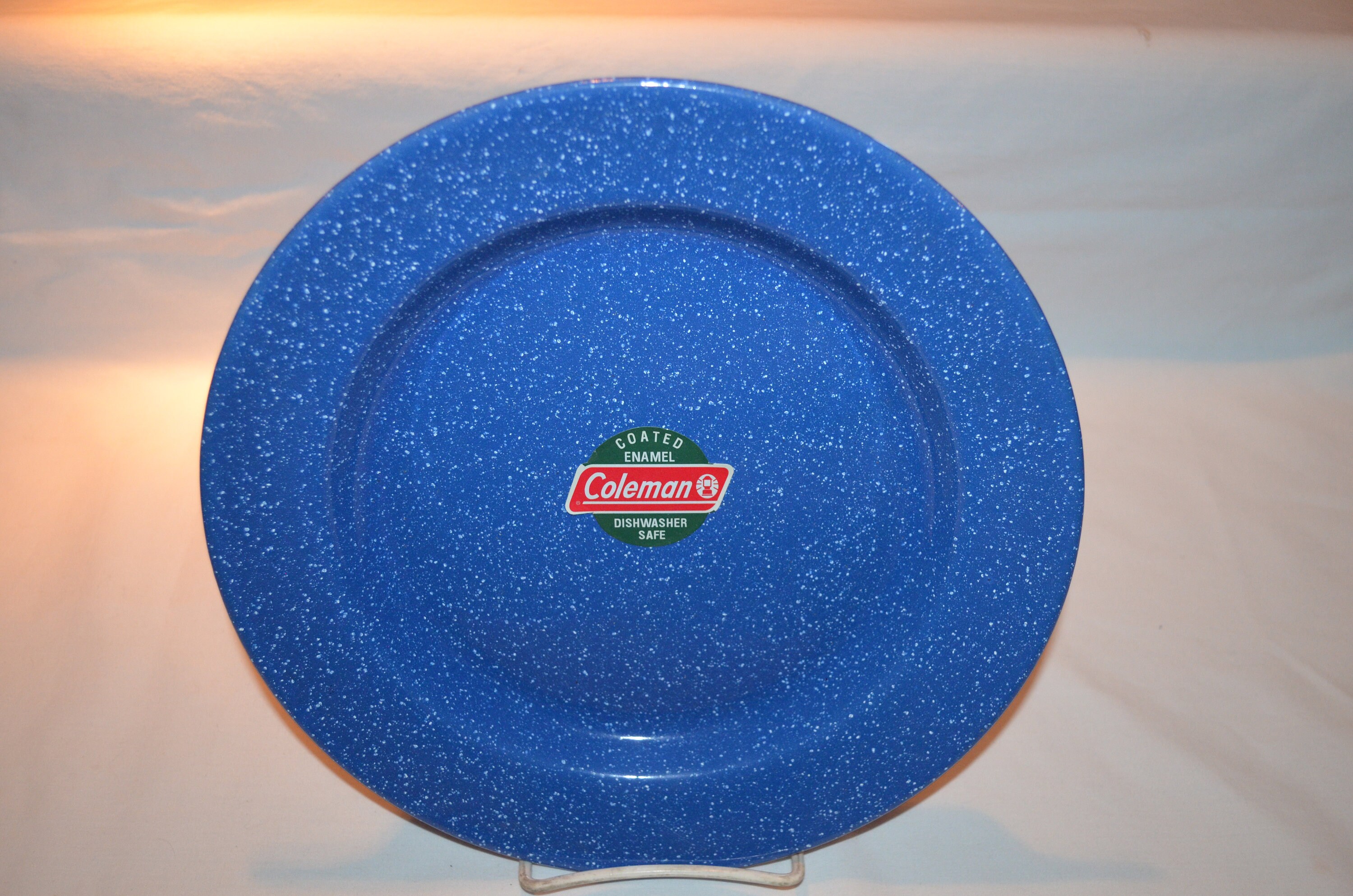 Coleman Blue Enamel 10 Inch Plates SET of 3 Wide Rim White Speckled Enamelware Spatterware Great for Camping Summer Picnics Etsy New Zealand