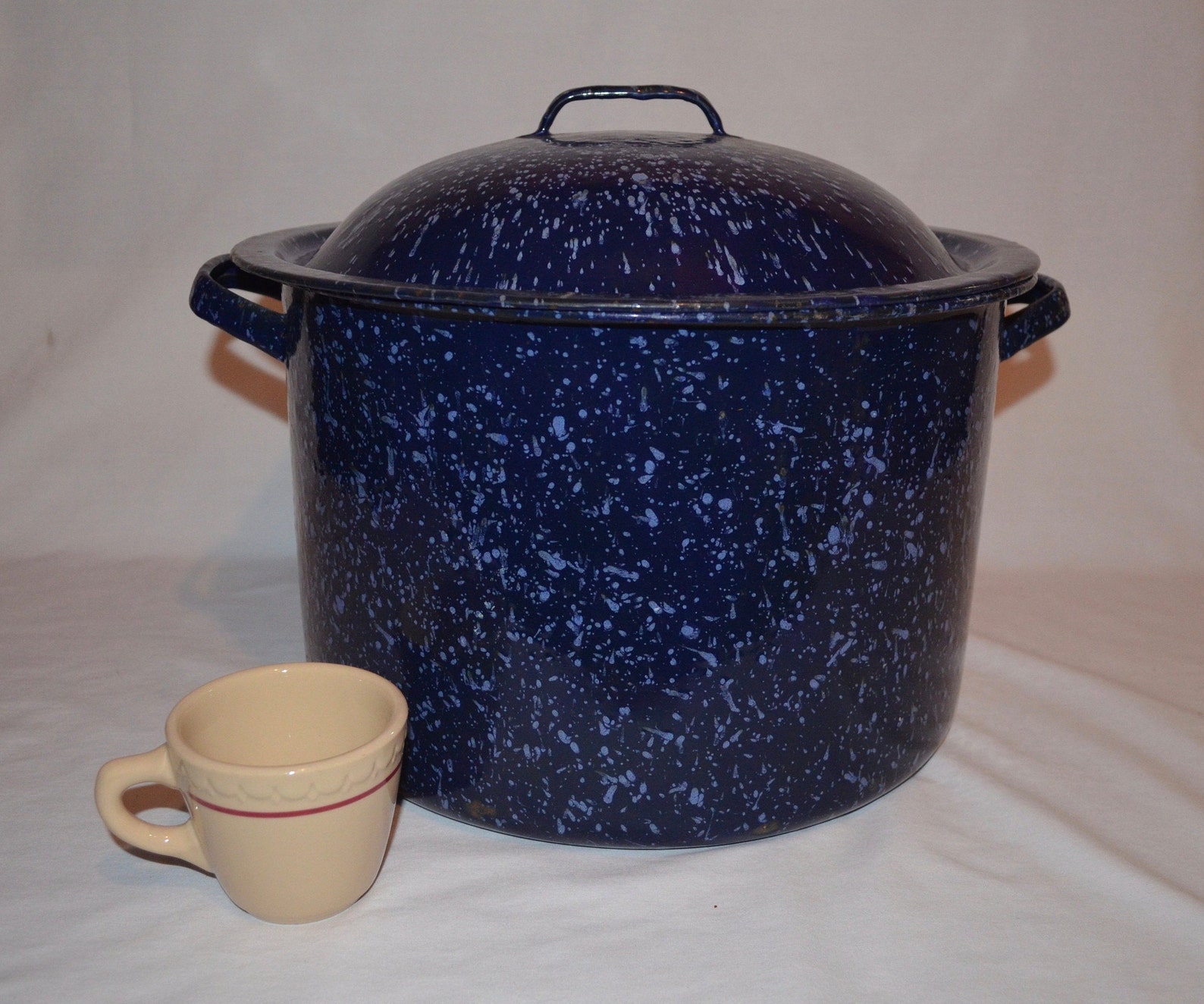 Vintage LARGE Canning Pot Stock Pot Dark Blue Graniteware Etsy