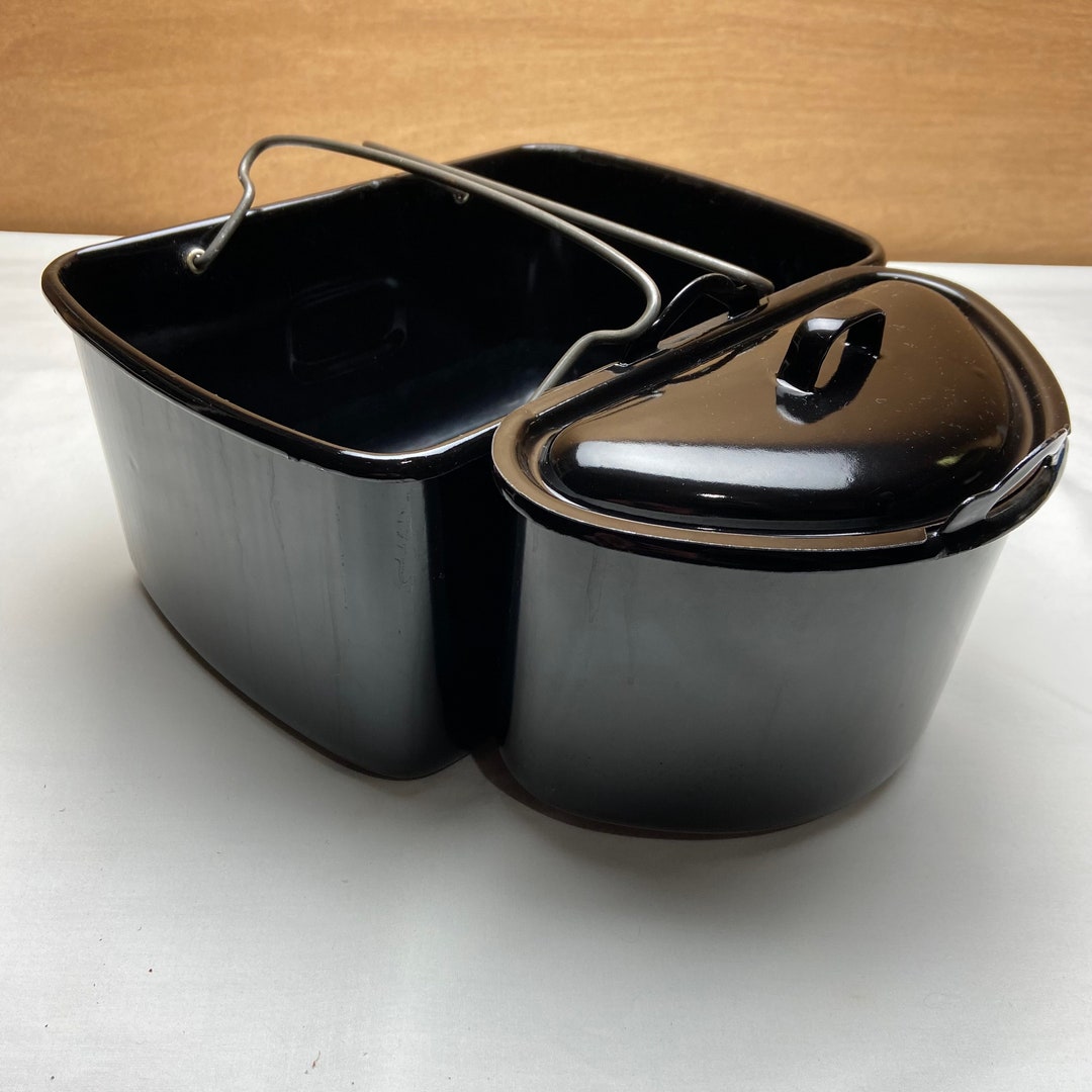 Vintage Camp Table 3 Piece SET Black Enamelware Camping Etsy