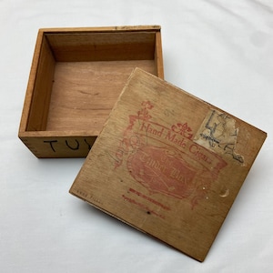 The Tinder Box Hand Made Cigars Wood Cigar Box with Sliding Top Lid