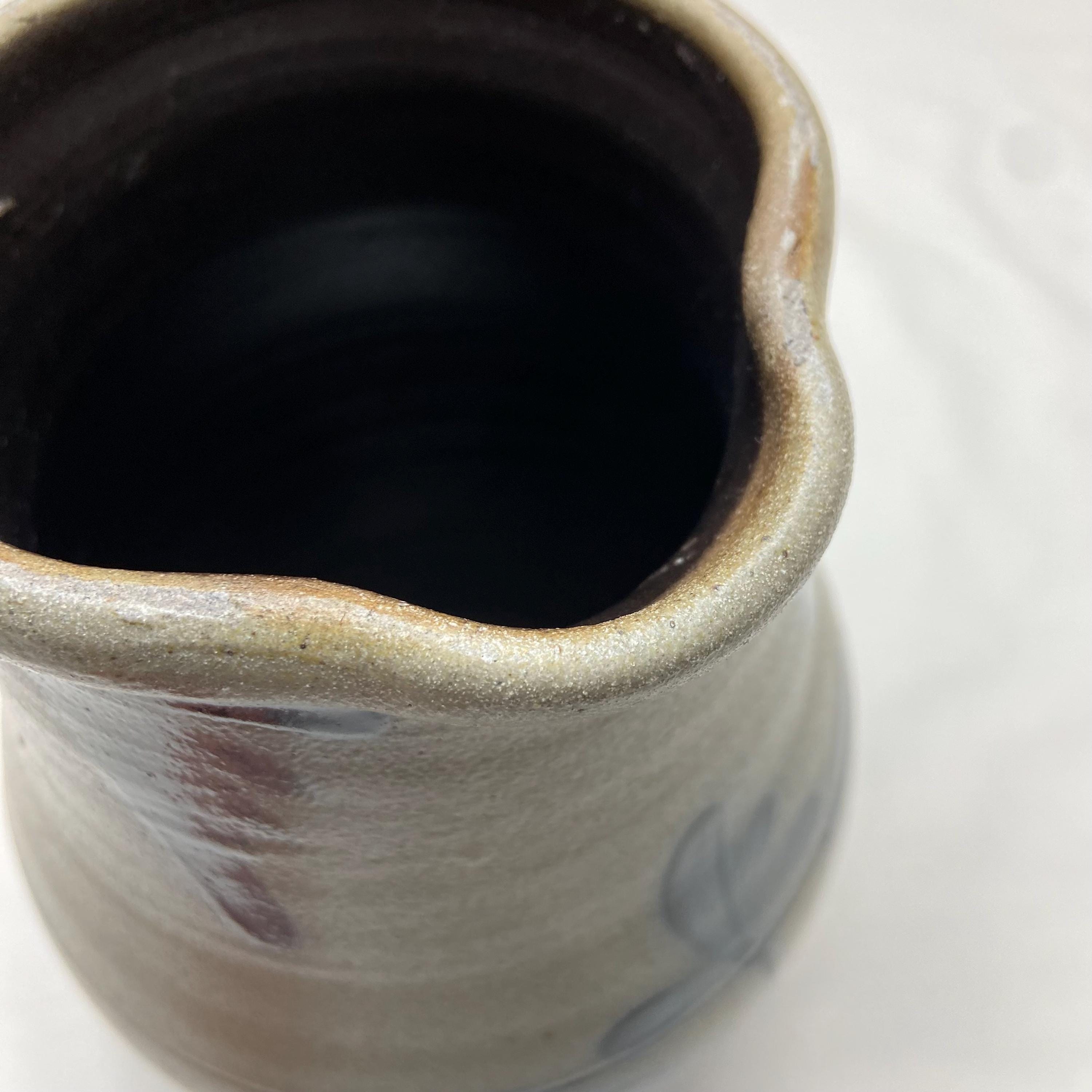 Rowe Pottery Large Pitcher With Handle Leaf Pattern UNIQUE Rooster