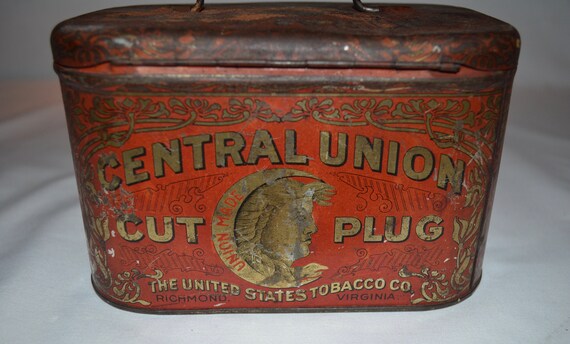 Central Union Cut Plug - Tobacco Tin - Metal Advertising Box
