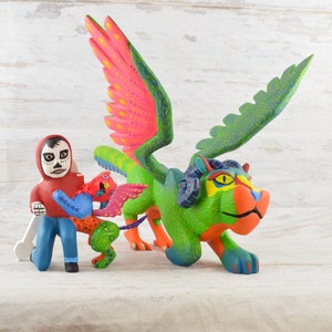 Alebrije Pepita Oaxaca Holzschnitzerei Handgemaltes mexikanisches Handwerk Wohnkultur | Magia Mexica