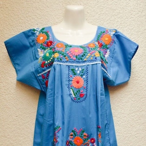 Mexican Dress – Oaxacan Embroidered Boho Style, Short Sleeve, Festival Outfit – LD014
