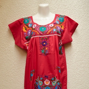 Mexican Dress – Oaxacan Embroidered Boho Style, Short Sleeve, Festival Outfit – LD006