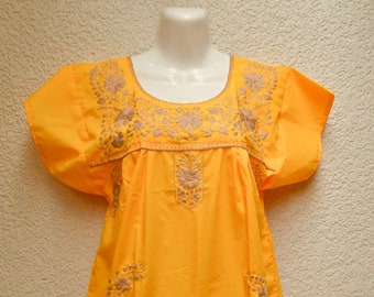 Oaxacan Embroidered Mexican Dress – Handmade Boho Short Sleeve Festival Dress – SD011 by Magia Mexica