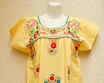 Oaxacan Embroidered Mexican Dress – Handmade Boho Short Sleeve Festival Dress – SD012 by Magia Mexica