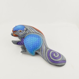 Alebrije Beaver Figurine Oaxacan Wood Carving Mexican Folk Art Hand Painted Animal Sculpture Forest Decor Gift - Magia Mexica