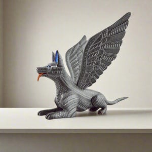 Alebrije Dog Winged Figurine Oaxacan Wood Carving Mexican Folk Art Hand Painted Animal Sculpture Pet Lover Gift Decor - Magia Mexica