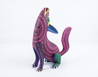 Hand Carved Copal Wood Wolf Alebrije | Mexican Folk Art Sculpture
