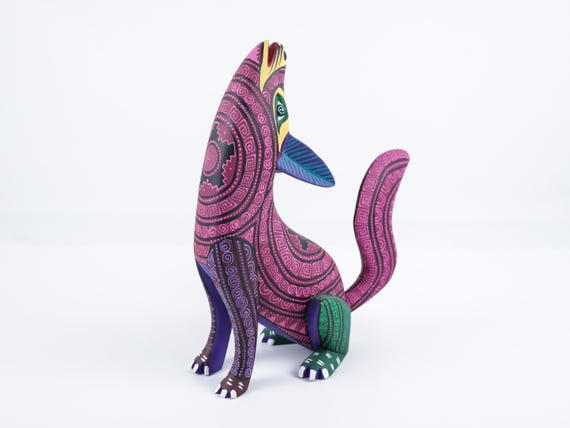 Hand Carved Copal Wood Wolf Alebrije | Mexican Folk Art Sculpture