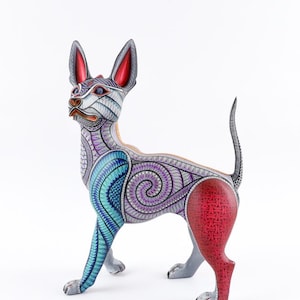 Hand-Painted Alebrije Dog: Oaxacan Folk Art Wood Carving