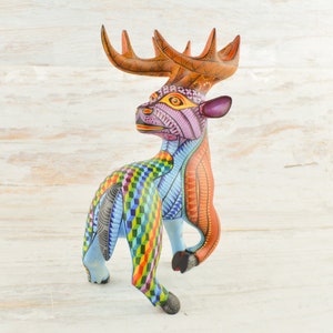 Hand-Painted Alebrije Deer: Oaxacan Folk Art Wood Carving