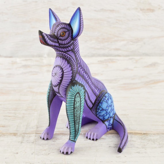 Magia Mexica A2144 Dog Alebrije Oaxacan Wood Carving Painting | Etsy
