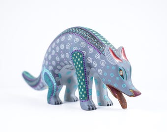 Hand Carved Copal Wood Coyote Alebrije | Hand Painted Oaxaca Folk Art Sculpture