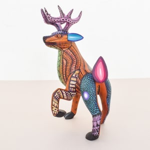 Hand-Painted Alebrije Deer: Oaxacan Wood Carving, Mexican Folk Art