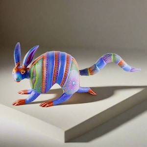 Colorful Alebrije Armadillo: Hand-Painted Oaxacan Wood Carving
