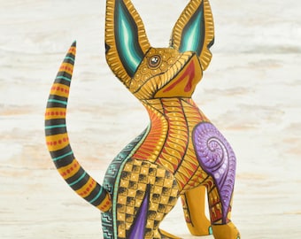 Magia Mexica A2340 Chihuahua Dog Alebrije Oaxacan Wood Carving Painting Handcrafted Folk Art Mexican Craft