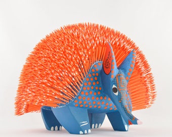 Handskuren Kopalträ Alebrije Piggsvin | Mexikansk folkkonst Djurskulptur