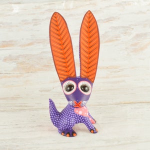 Oaxacan Alebrije Rabbit: Hand-Painted Mexican Folk Art Wood Carving