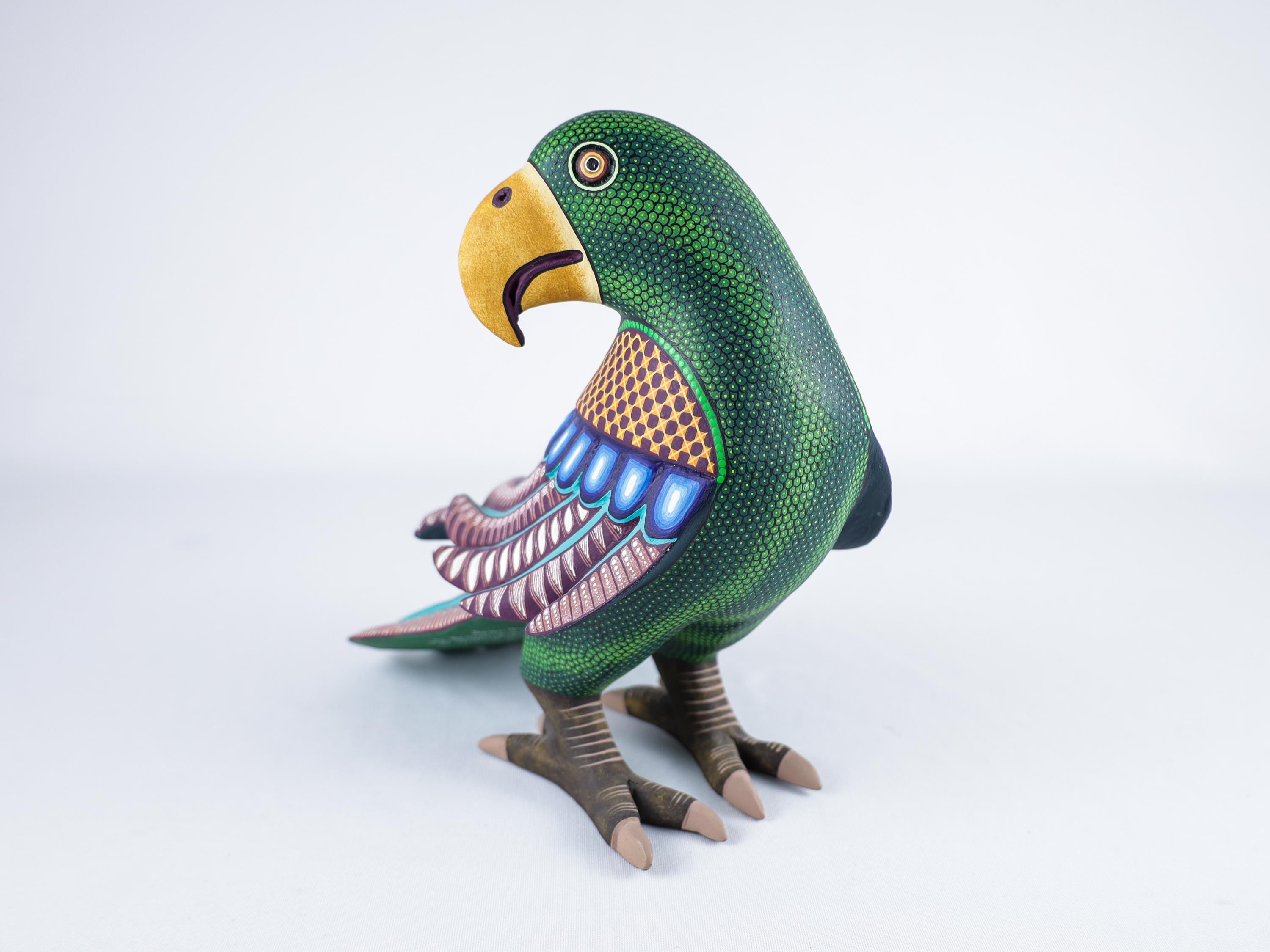 Hand Carved Copal Wood Alebrije Parrot | Hand Painted Oaxaca Folk