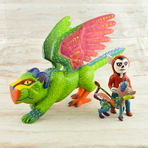 Alebrije Pepita Oaxaca Holzschnitzerei Handgemaltes mexikanisches Handwerk Wohnkultur | Magia Mexica