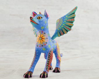 Hand-carved Copal Wood Alebrije Cat: Oaxacan Folk Art Figurine - Etsy