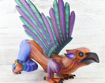 Orzeł z Alebrije | Ręcznie rzeźbiony w drewnie kopalowym Alebrije | Meksykańska rzeźba zwierząt w sztuce ludowej | Ręcznie malowany wystrój Oaxaca