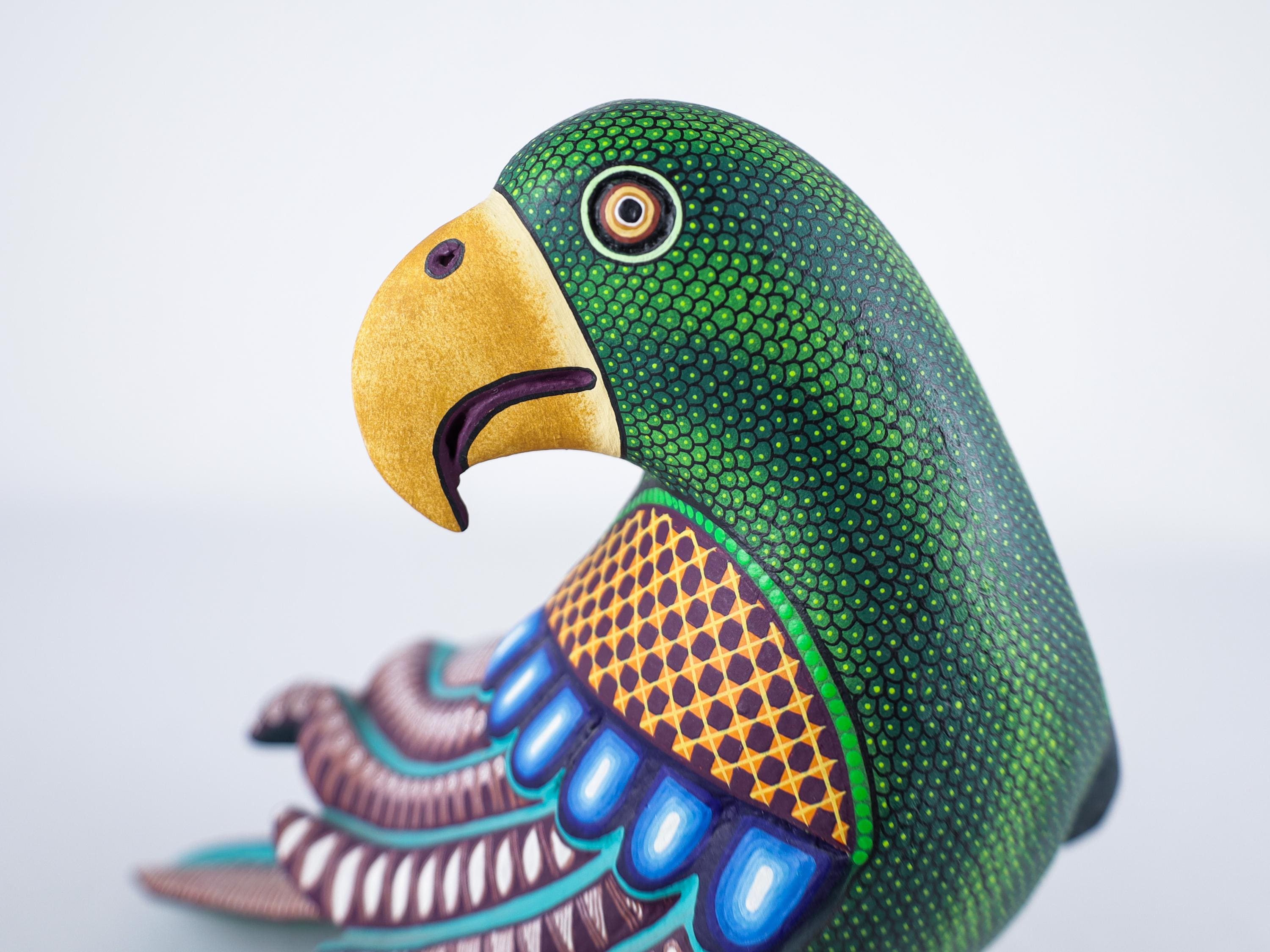 Hand Carved Copal Wood Alebrije Parrot | Hand Painted Oaxaca Folk