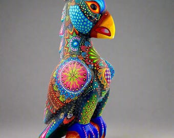 Orzeł z Alebrije | Ręcznie rzeźbiony w drewnie kopalowym Alebrije | Meksykańska rzeźba zwierząt w sztuce ludowej | Ręcznie malowany wystrój Oaxaca