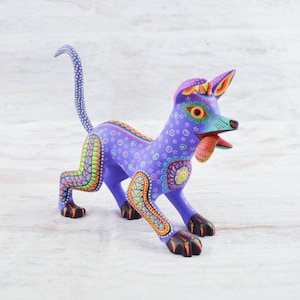 Hand-Carved Alebrije Dog Figurine: Oaxacan Folk Art, Coco Inspired