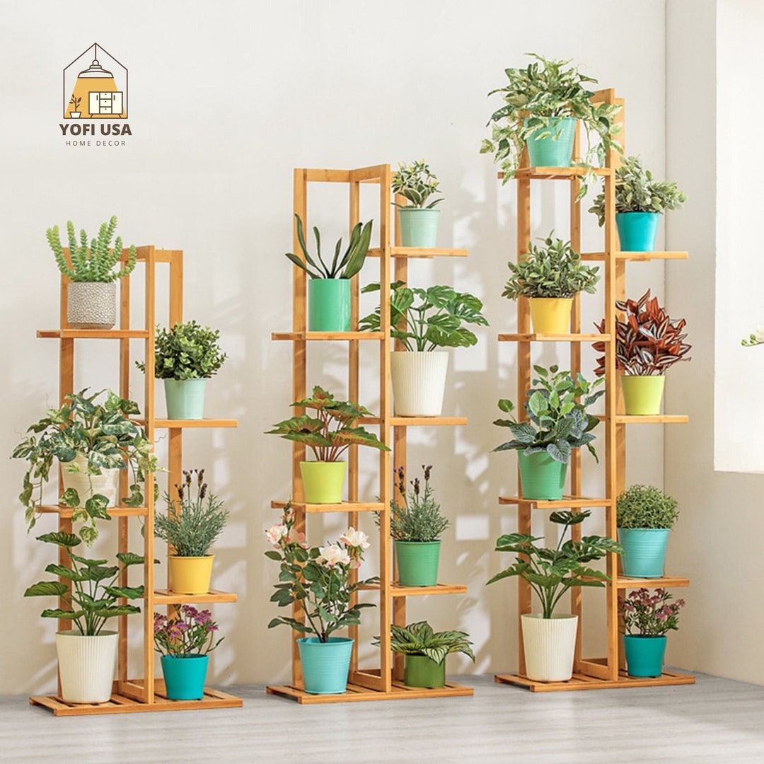 Bamboo Plant Stand Indoor Plant Stand Hallway Plant Rack Etsy